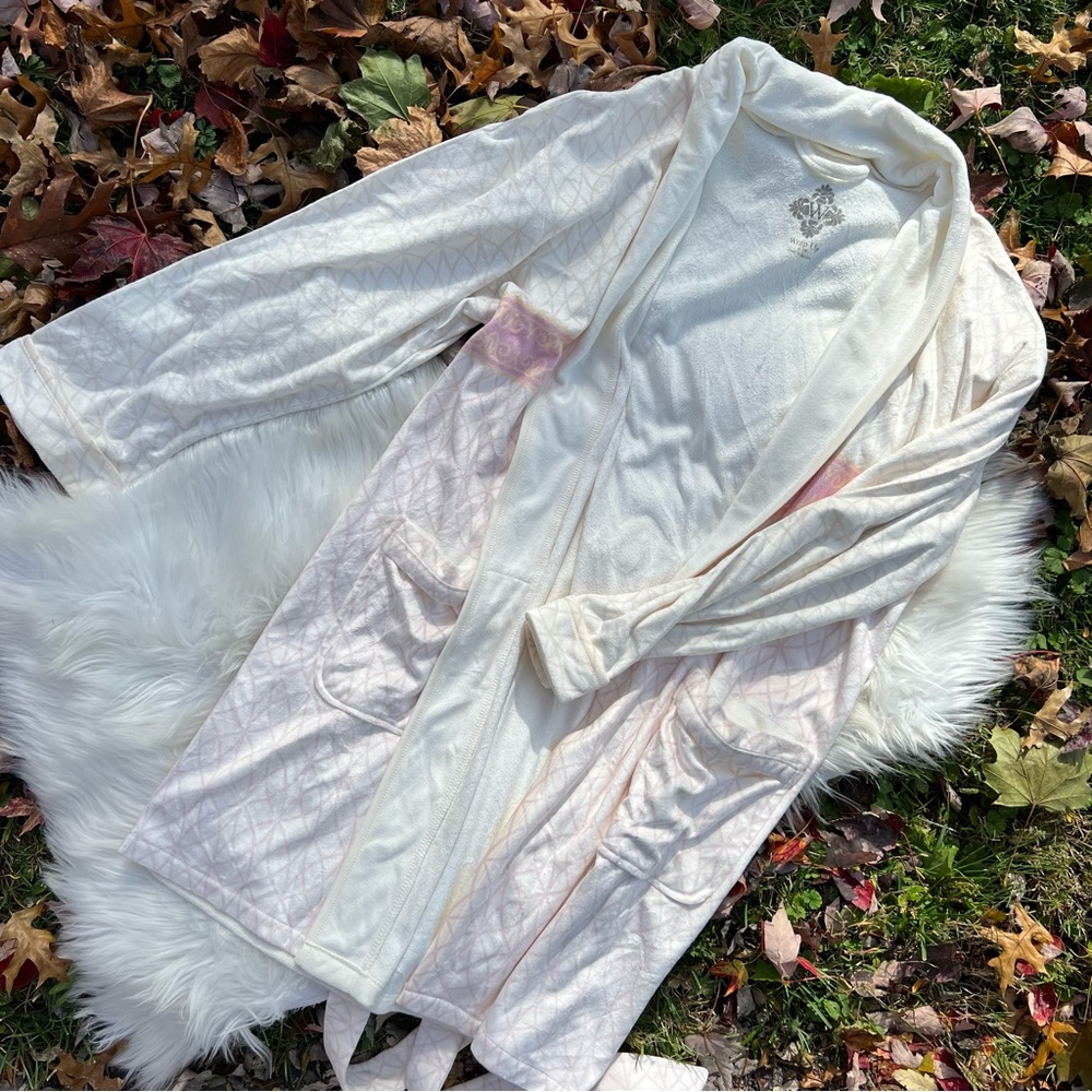 Wrap Up by VP Cream and Pink Slay la Vie Faux Suede Robe